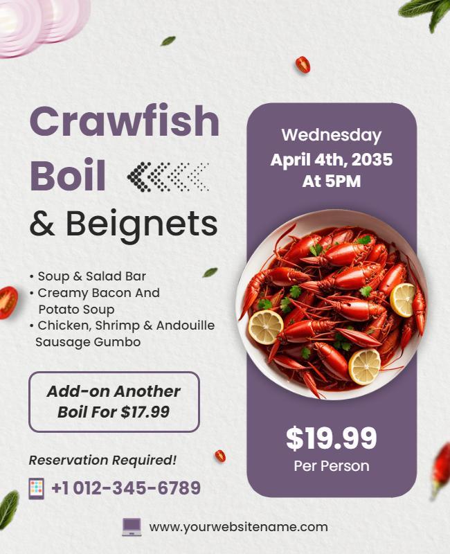 Crawfish Boil and Beignets Event Flyer Template