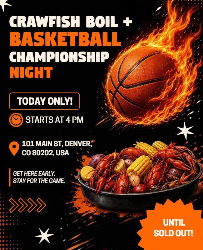 Crawfish Boil Basketball Night Event Flyer Template