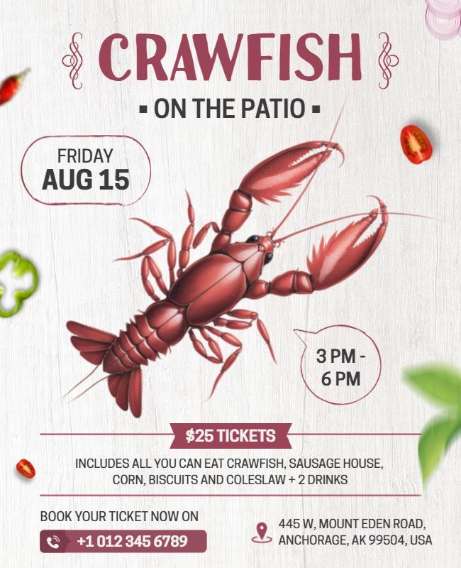 Crawfish Dining Event on Patio Flyer Template