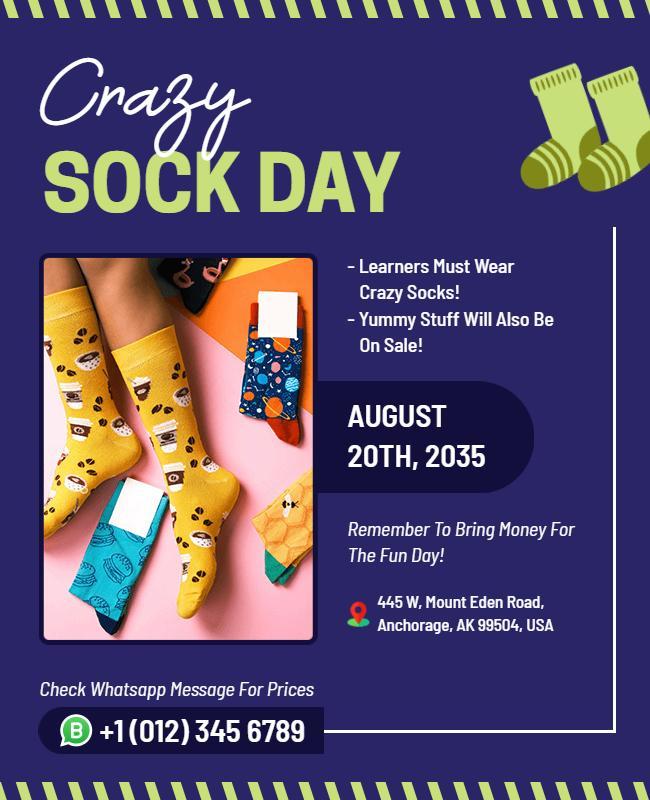 Crazy Sock Day Event Announcement Flyer Template