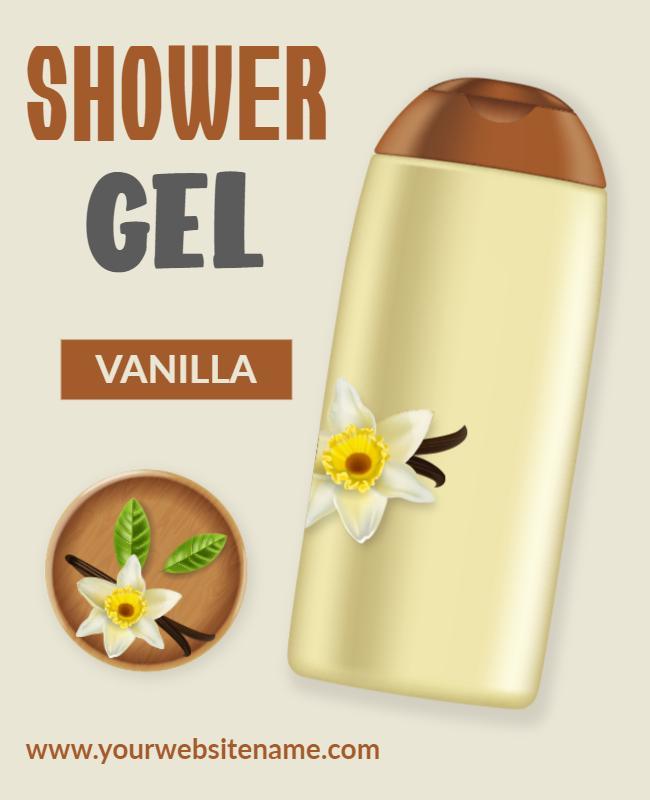 Creamy Vanilla Scented Shower Gel Promotional Poster Template