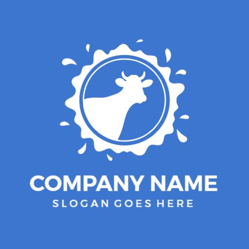 Creamy White Milk Splash with Cow Silhouette Logo Template