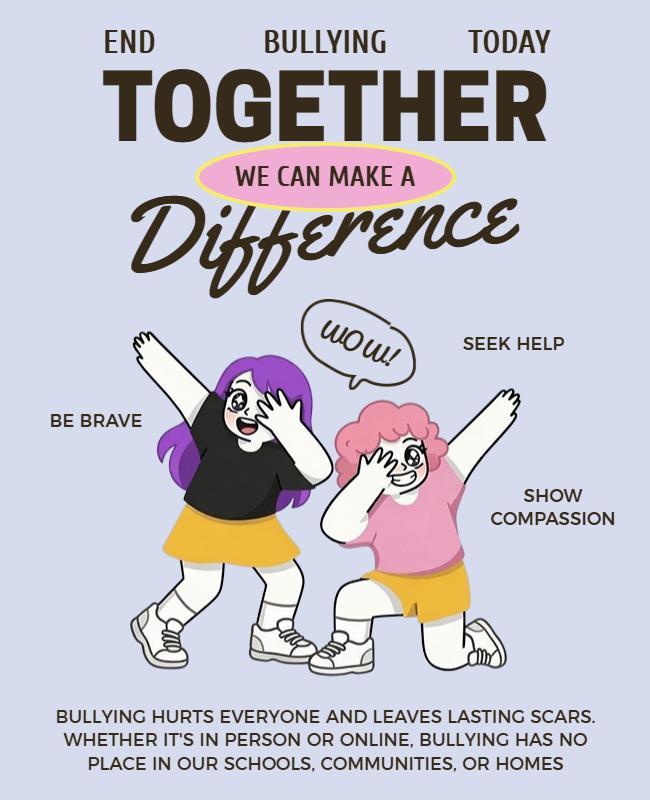Create a Safer Environment Anti-Bullying Poster Template