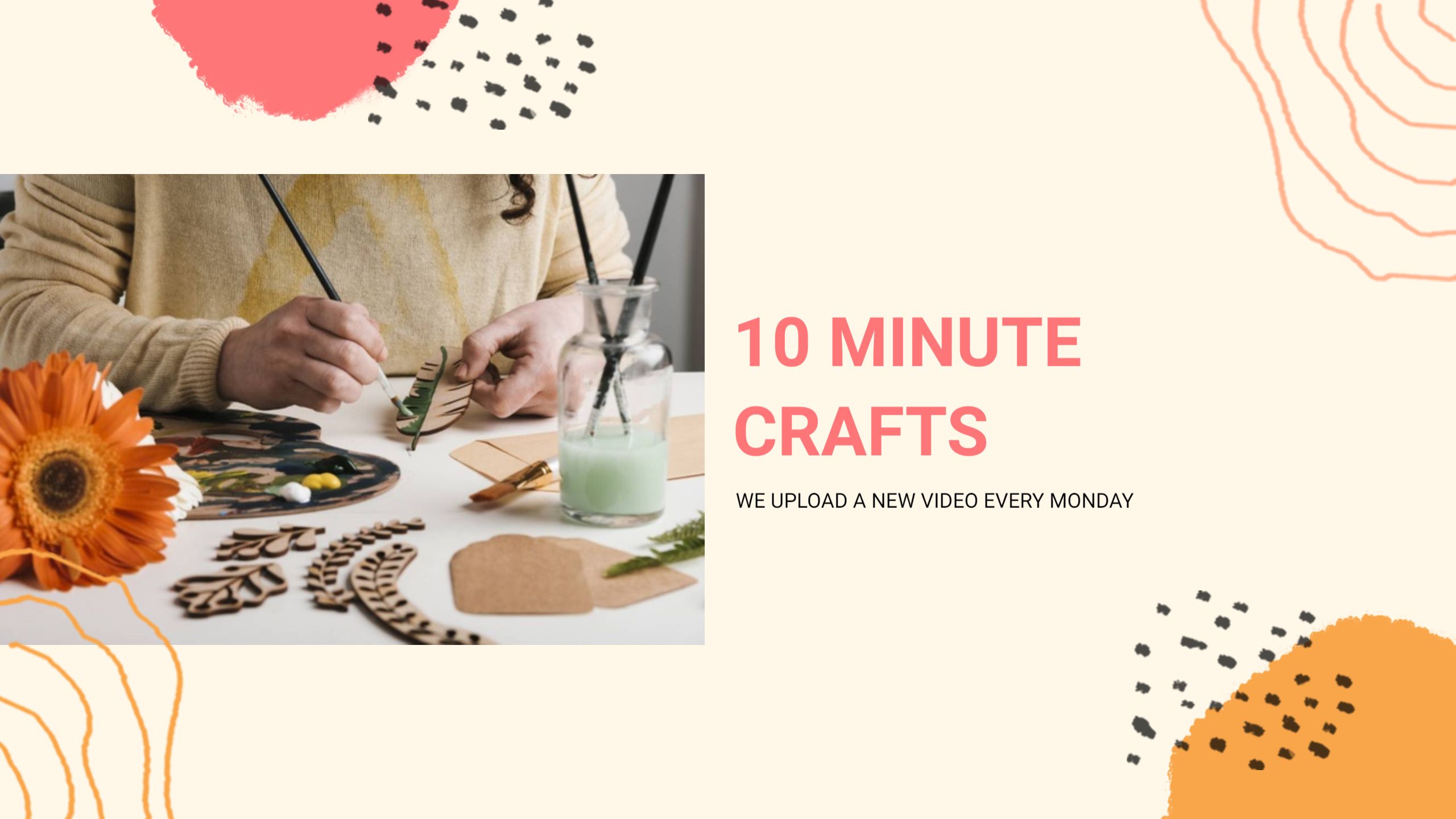 Creative 10 Minute Crafts with Fun Colors YouTube Banner Template