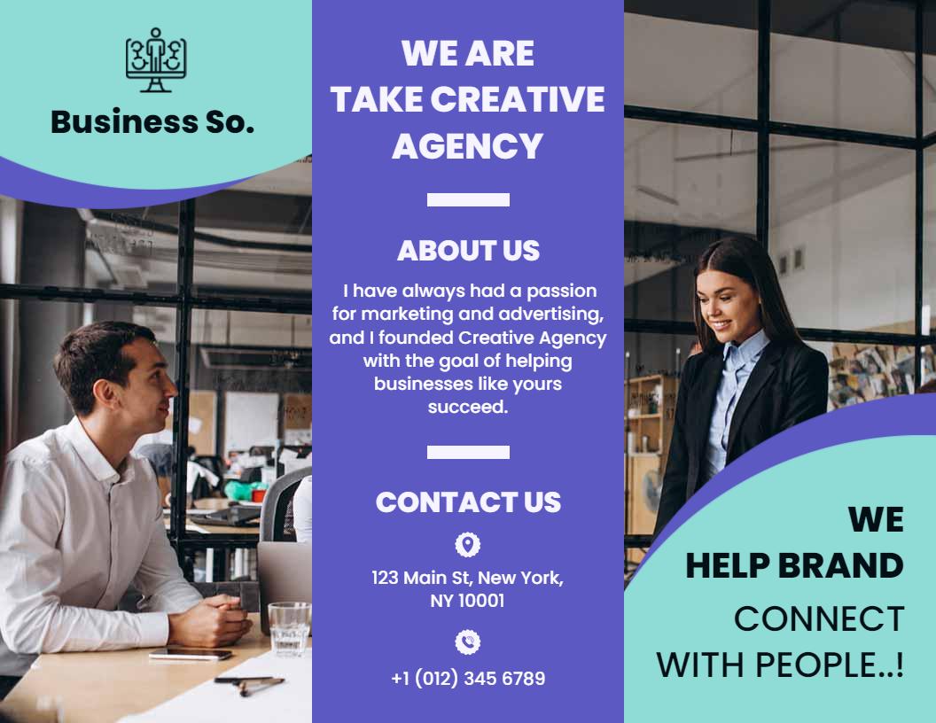 Creative Agency Marketing Connection Business Brochure Template