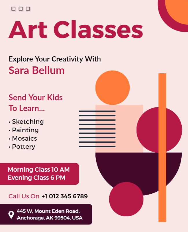 Creative Art Classes for Kids Flyer Template