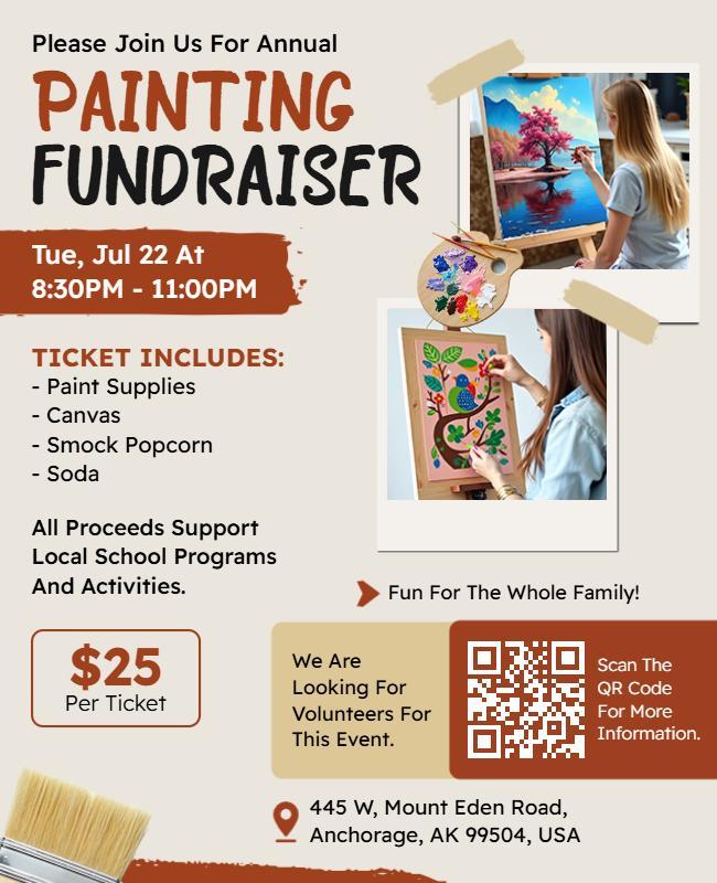 Creative Art Fundraiser Event with Painting Activities Flyer Template