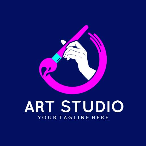 Creative Art Studio Design Featuring Vibrant Paintbrush Logo Template