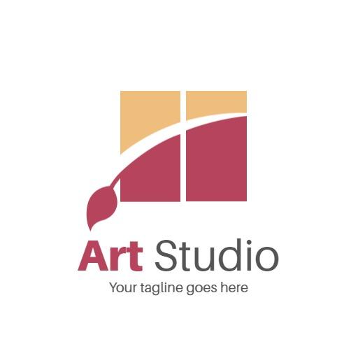 Creative Art Studio Showcasing Colorful Paint Elements Logo Template