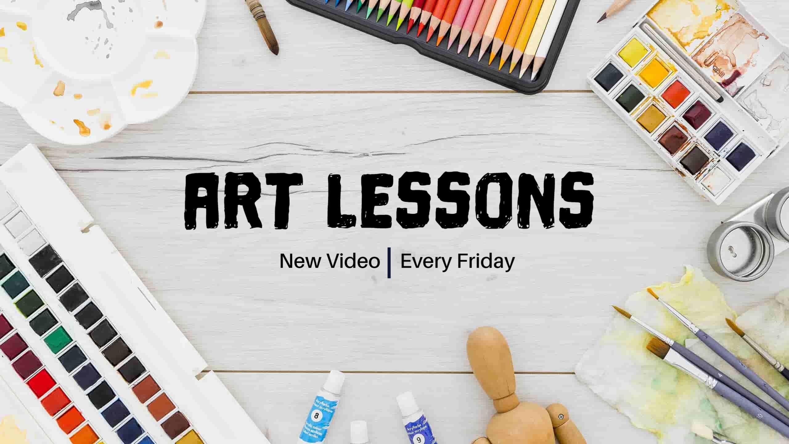 Creative Art Supplies and Tools Display YouTube Banner Template