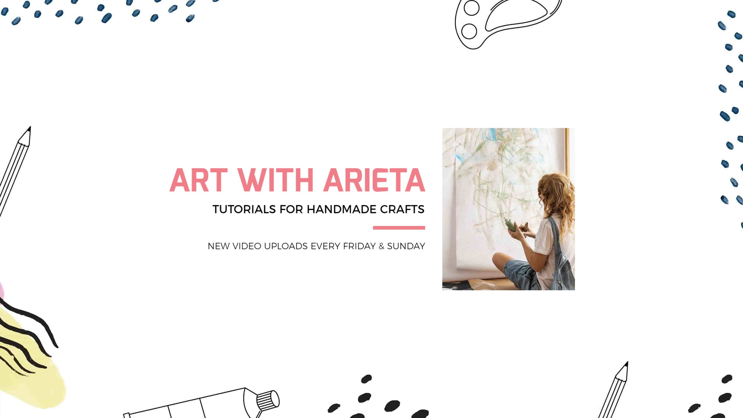 Creative Art Tutorials with Handmade Crafts Theme YouTube Banner Template
