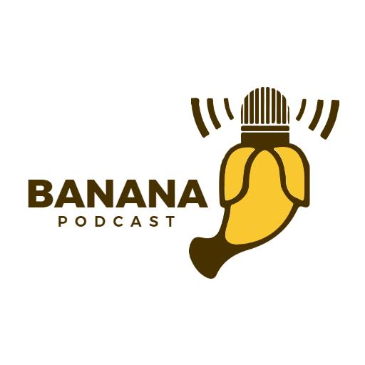 Creative Banana Design Featuring Fun Podcast Elements Logo Template