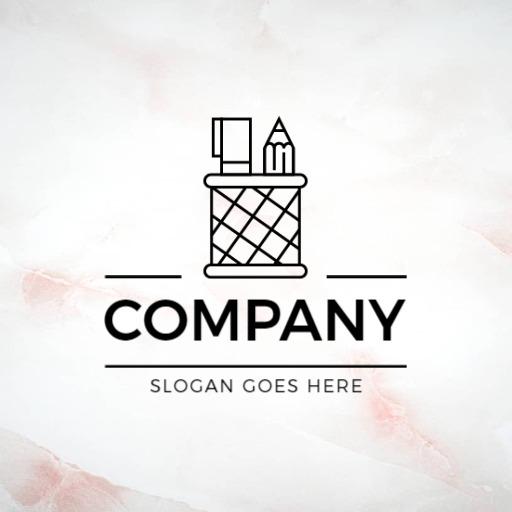 Creative Black and White Art Supplies in a Basket Logo Template