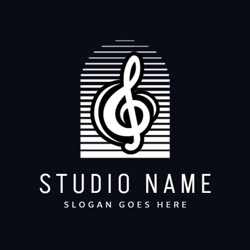 Creative Black and White Design Enhancing Music Studio Logo Template