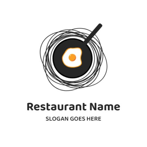 Creative Black and White Egg Design for Restaurant Logo Template