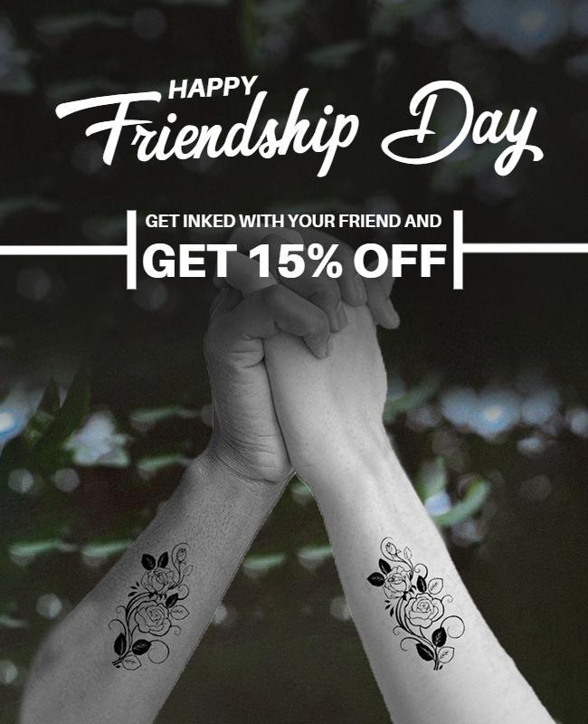 Creative Black Friendship Day Tattoo Promotion Poster Template