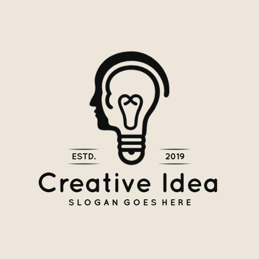Creative Black Light Bulb Represents Innovative Business Logo Template