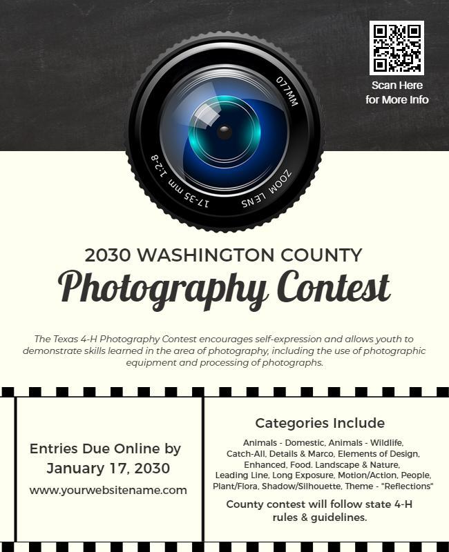 Creative Black Photography Contest Announcement Poster Template