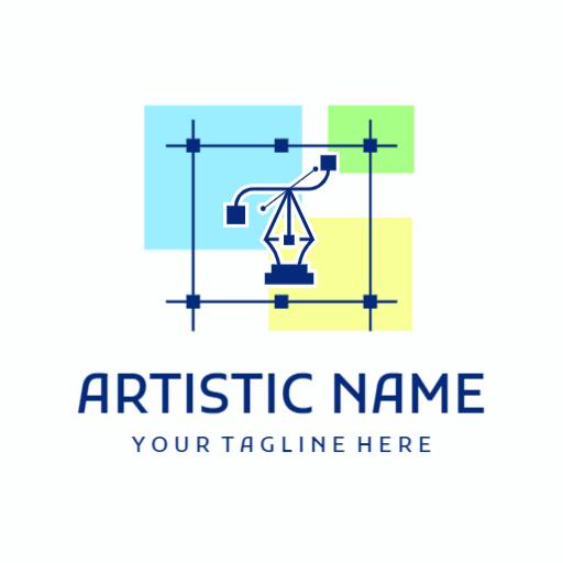 Creative Blue and Green Artistry Design for Artists Logo Template