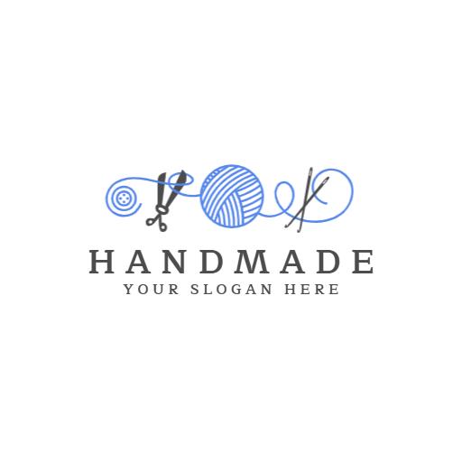 Creative Blue and Grey Design for Handmade Crafts Logo Template