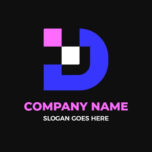 Creative Blue and Pink D Letter Design for Branding Logo Template