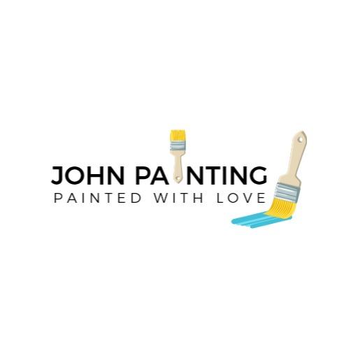 Creative Blue and Yellow Brush Design for Painting Services Logo Template