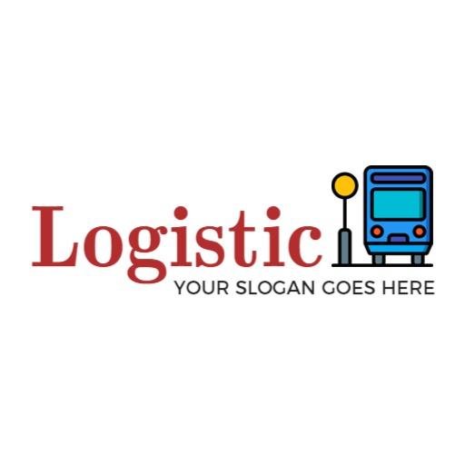 Creative Blue Bus Design Highlighting Transportation Services Logo Template