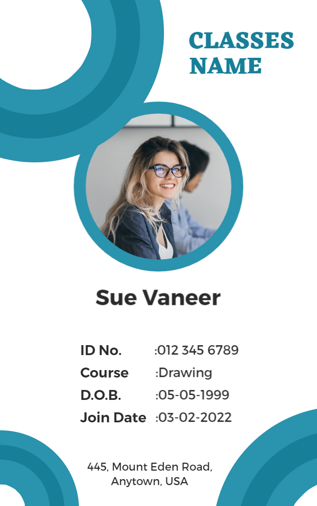 Creative Blue Circular Design Identity Card Template