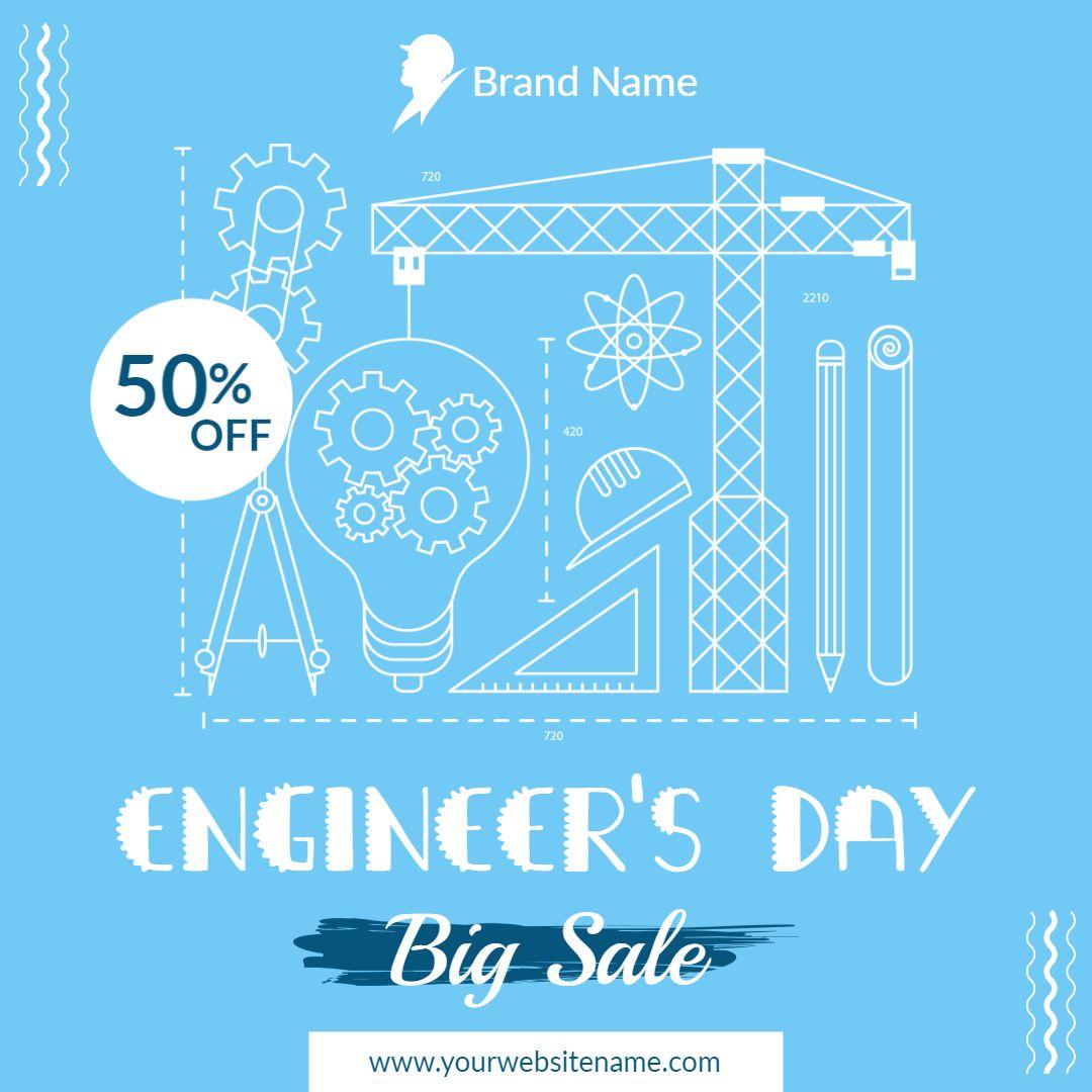 Creative Blue Engineer's Day Festival Big Sale Ad Template