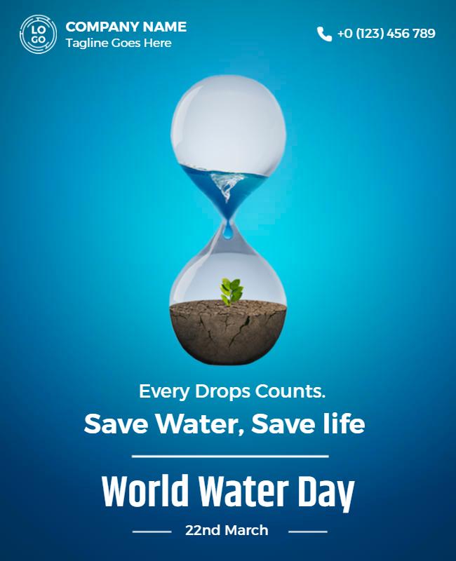 Creative Blue Environmental Awareness World Water Day Poster Template