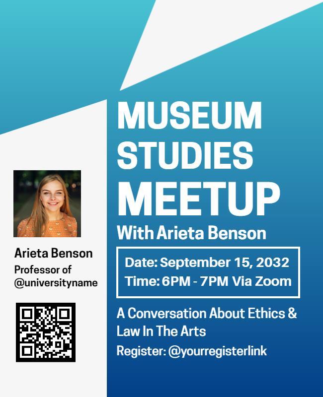 Creative Blue Museum Studies Meetup Discussion Poster Template
