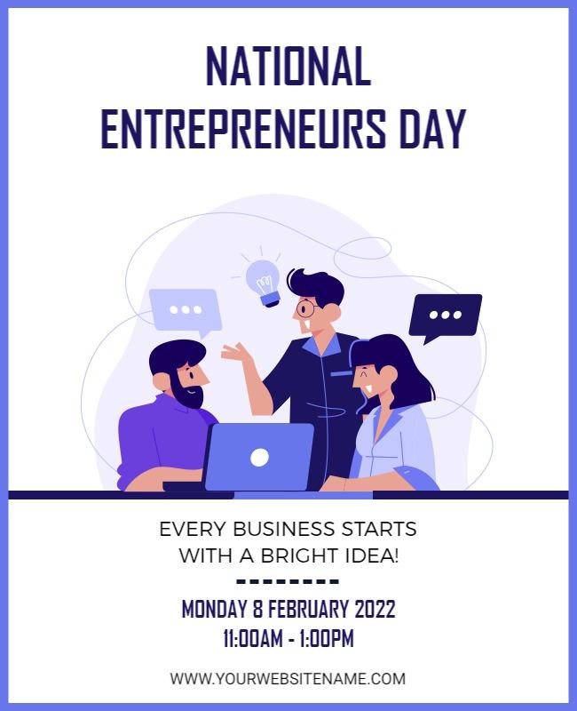 Creative Blue National Entrepreneurs Day Networking Event Poster Template