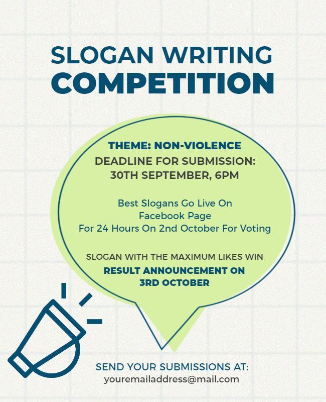 Creative Blue Non-Violence Slogan Writing Competition Poster Template