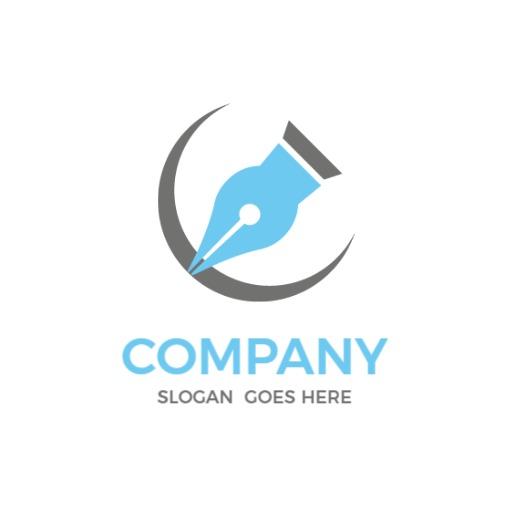 Creative Blue Pen Illustrating Artistic Expression Logo Template