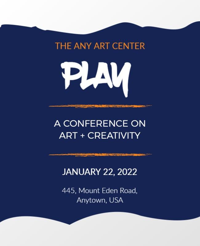 Creative Blue Play Conference on Art and Creativity Poster Template