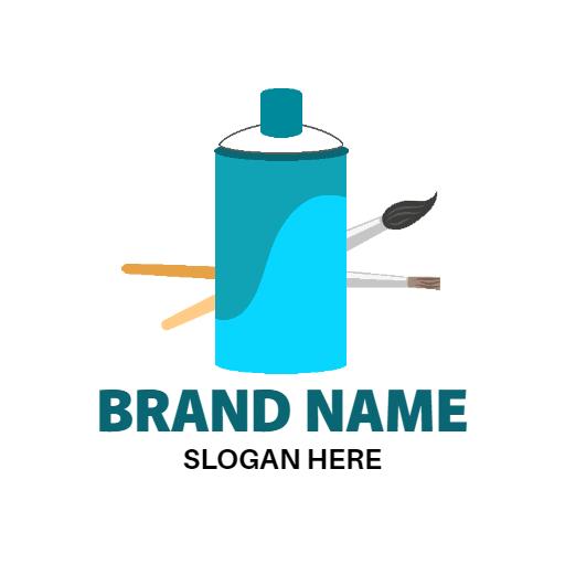 Creative Blue Spray Can Symbolizing Urban Graffiti Art Logo Template