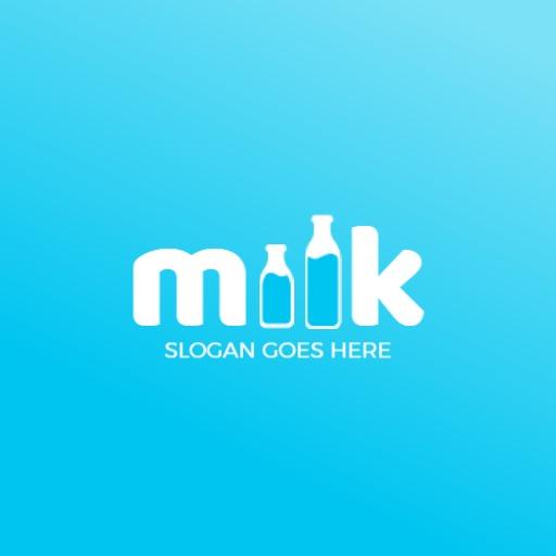 Creative Blue Typography Design for Dairy Products Logo Template