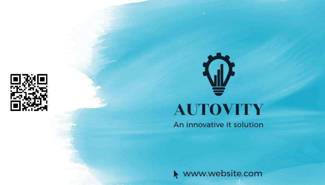 Creative Blue Watercolor IT Solutions Business Card Template