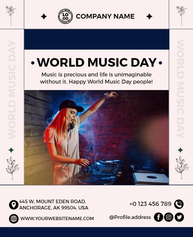 Creative Blue World Music Day Celebration Poster Template