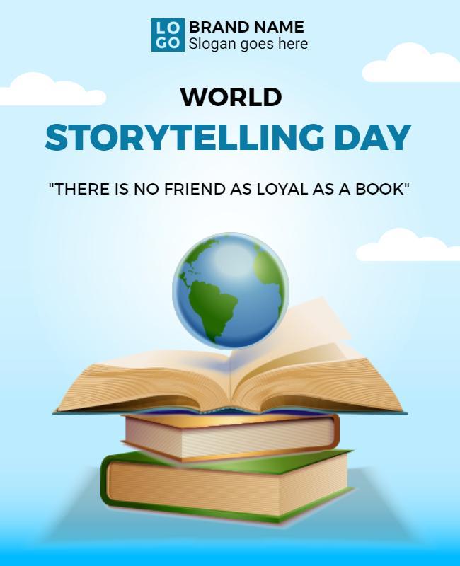 Creative Blue World Storytelling Day Book Poster Template