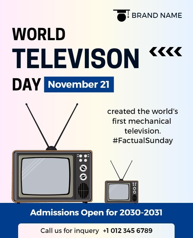 Creative Blue World Television Day Celebration Poster Template