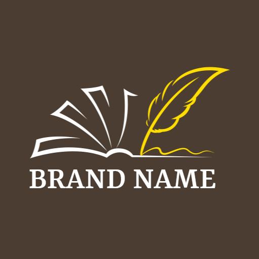Creative Brown Book and Quill Symbolizing Storytelling Logo Template
