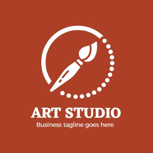 Creative Brush Design on Bold Brown Background Logo Template