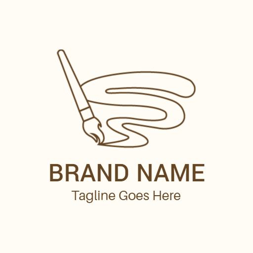 Creative Brushstroke Design Expressing Artistic Drawing Logo Template