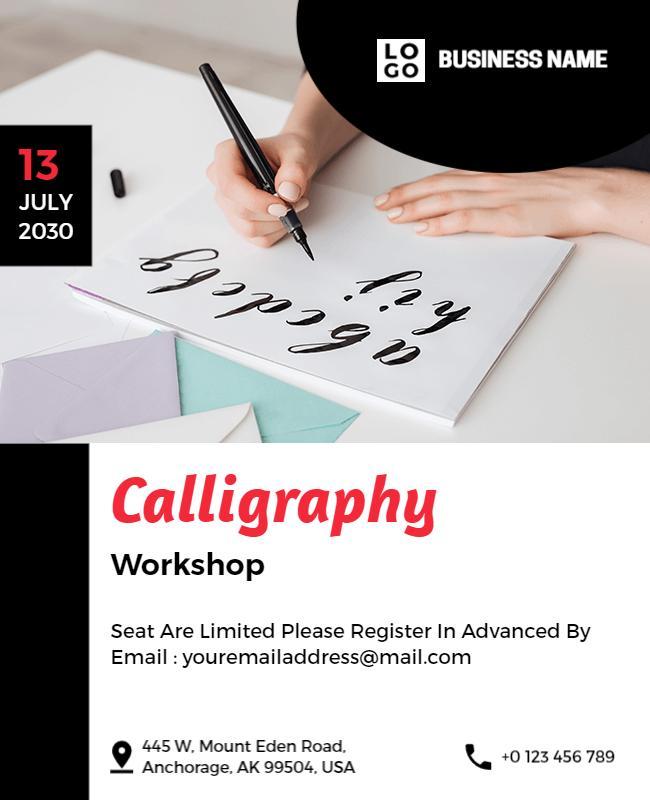 Creative Calligraphy Workshop Event Flyer Template