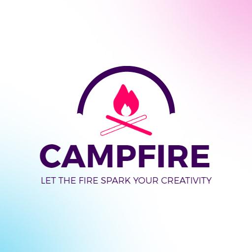 Creative Campfire Logo Featuring Vibrant Pink and Blue Gradients Logo Template