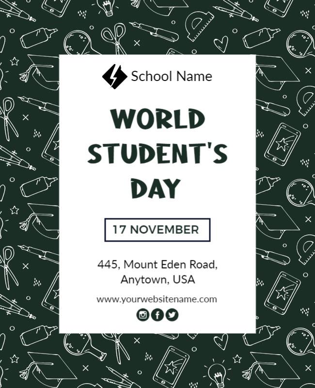 Creative Chalkboard Style World Student's Day Poster Template