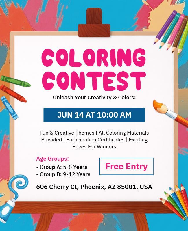 Creative Children's Coloring Contest Poster Template