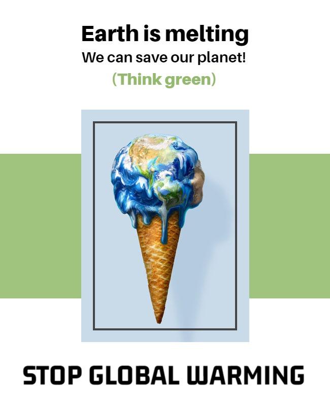 Creative Climate Awareness Earth Ice Cream Poster Template