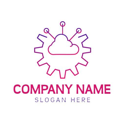Creative Cloud and Gear Design for Technology Solutions Logo Template